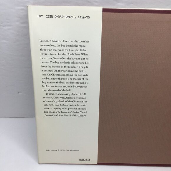Vintage 85 The Polar Express Hardcover Book Chris Van Allsburg Christmas Classic - Picture 2 of 9